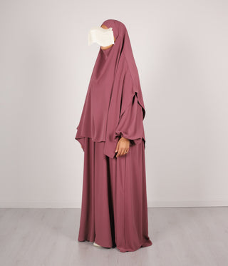 Abaya Puff Sleeve Medini khimar SET - Wood Rose