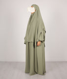 Abaya Puff Sleeve Medini khimar SET - Pastel Green