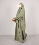 Abaya garnitura s pufnim rukavima Medini khimar - Pastel Green