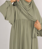 Abaya Puff Sleeve Medini khimar SET - Pastel Green