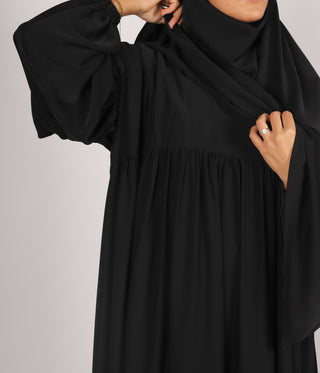 Abaya Puff Sleeve Medini khimar SET - Zwart