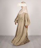 Abaya Linen Puff Sleeve Madaya- Wheat