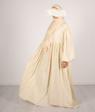 Abaya Linen Puff Sleeve Madaya- Vanilje