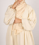 Abaya Linen Puff Sleeve Madaya- Vanilla
