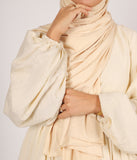 Abaya Linen Puff Sleeve Madaya- Vanilla