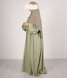 Abaya Linnen Puff Sleeve Madaya- Vintage Green