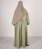 Abaya Linen Puff Sleeve Madaya- Vintage Green
