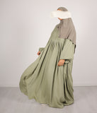 Abaya Linnen Puff Sleeve Madaya- Vintage Green