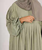 Abaya Leinen Puffärmel Madaya – Vintage Grün