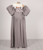 Abaya Leinen Puffärmel Madaya – Grau