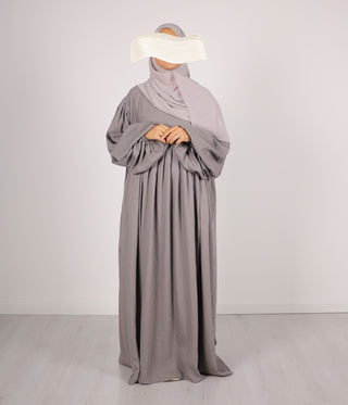 Abaya Linnen Puff Sleeve Madaya- Grey