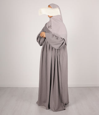 Abaya Linnen Puff Sleeve Madaya- Grey