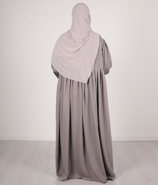 Abaya Linnen Puff Sleeve Madaya- Grey