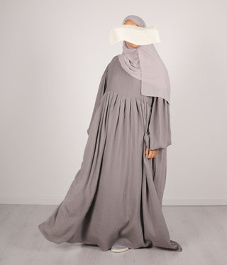 Abaya Linnen Puff Sleeve Madaya- Grey