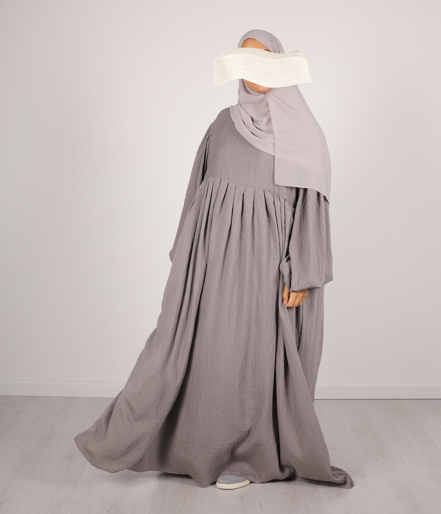 Abaya Leinen Puffärmel Madaya – Grau