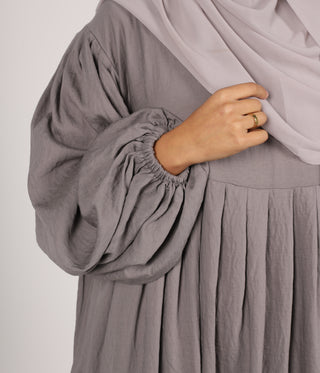 Abaya Linnen Puff Sleeve Madaya- Grey