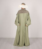Abaya Leinen Safirah - Vintage Grün