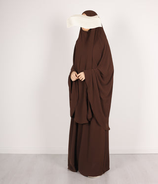 Knie Khimar met Rok set JAZZ - Chocolate