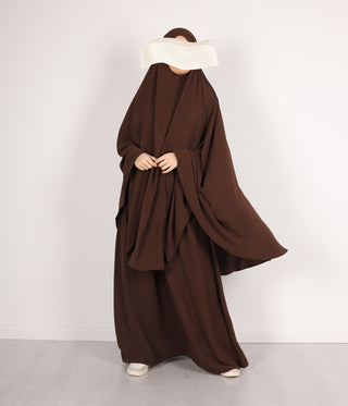 Knie Khimar met Rok set JAZZ - Chocolate