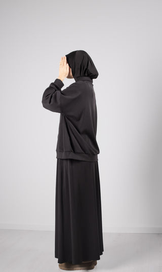 Lässiges Twinset aus weichem Stoff – Schwarz