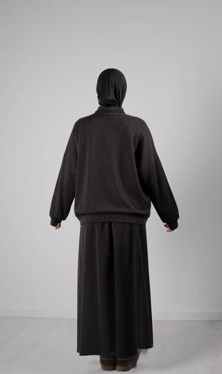 Lässiges Twinset aus weichem Stoff – Schwarz