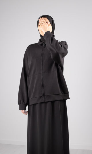 Lässiges Twinset aus weichem Stoff – Schwarz