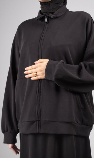 Lässiges Twinset aus weichem Stoff – Schwarz