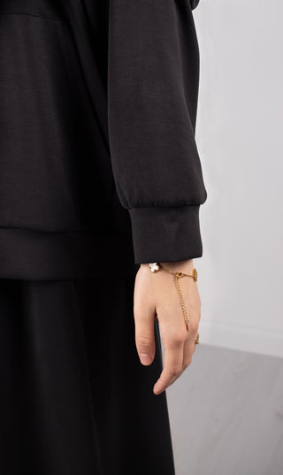 Lässiges Twinset aus weichem Stoff – Schwarz