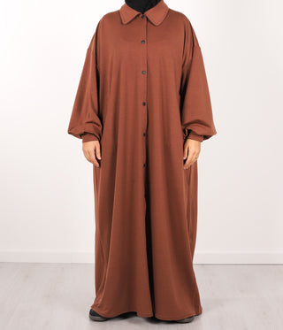 Button Abaya Suwayda Cotton - Cacao