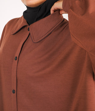 Button Abaya Suwayda Cotton - Cacao