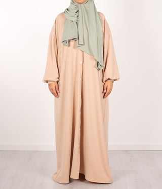 Button Abaya Suwayda Cotton - Powder