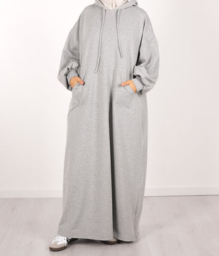 Long Casual Hoodie Abaya - Stone