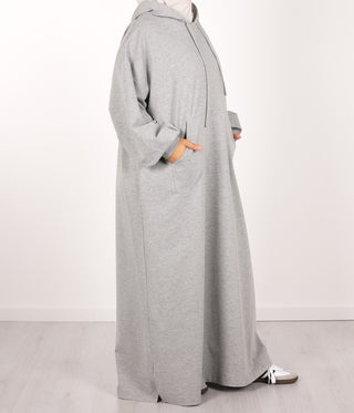 Long Casual Hoodie Abaya - Stone