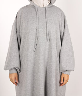 Long Casual Hoodie Abaya - Stone