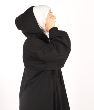 Langes, lässiges Hoodie-Abaya - Schwarz