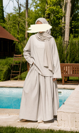 Oversized Cotton Blouse & Skirt