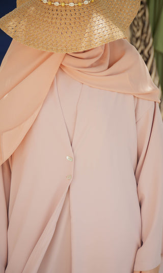 Elizabeth Offenes Abaya-Set – Rosécreme