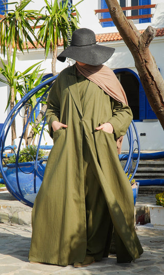 Linen Abaya Awdal Set - HERB