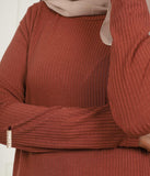 Long Jersey Rib Sweater Brick