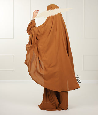 A-Lijn Puff Abaya Arrzha Stretch - Caramel