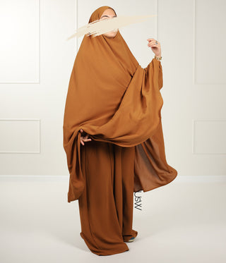 A-Lijn Puff Abaya Arrzha Stretch - Caramel