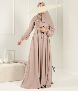 Abaya Maleekah Crepe Royale - التبغ