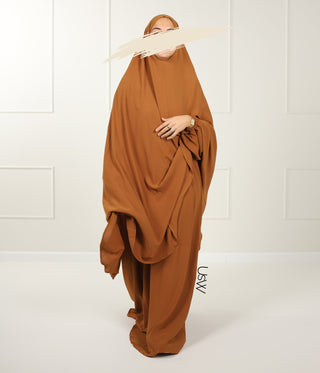 A-Lijn Puff Abaya Arrzha Stretch - Caramel