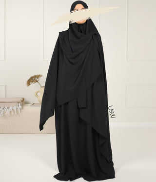 A-lijn Abaya Jazz (Option: XXL Hijaab) - Black