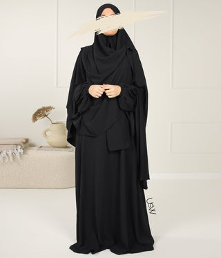 A-lijn Abaya Jazz (Option: XXL Hijaab) - Black