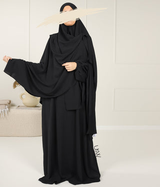 A-lijn Abaya Jazz (Option: XXL Hijaab) - Black