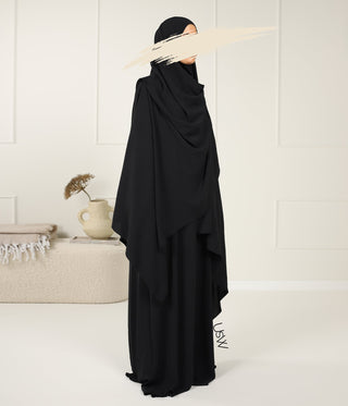 A-lijn Abaya Jazz (Option: XXL Hijaab) - Black