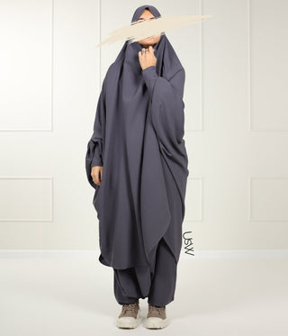 2-Piece TIE BACK TAYMA Jilbab - Night Grey