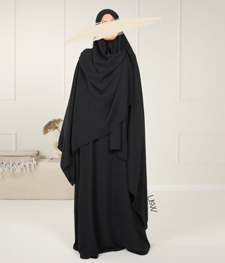 A-lijn Abaya Jazz (Option: XXL Hijaab) - Black