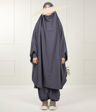 2-Piece TIE BACK TAYMA Jilbab - Night Grey